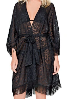 Gottex Jewel Box Black Diamond Open Kimono With Belt 6 Gottex Jewel Box Black Diamond Open Kimono With Belt -Fashion Swimwear Store gx Gottex Black Diamond Kimono 2